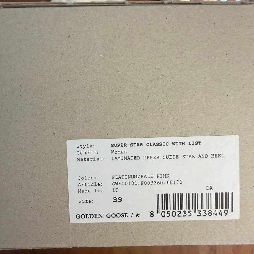 Golden Goose SUPER-STAR CLASSIC PLATINUM/PALE PINK - size 39 - Picture 5 of 5
